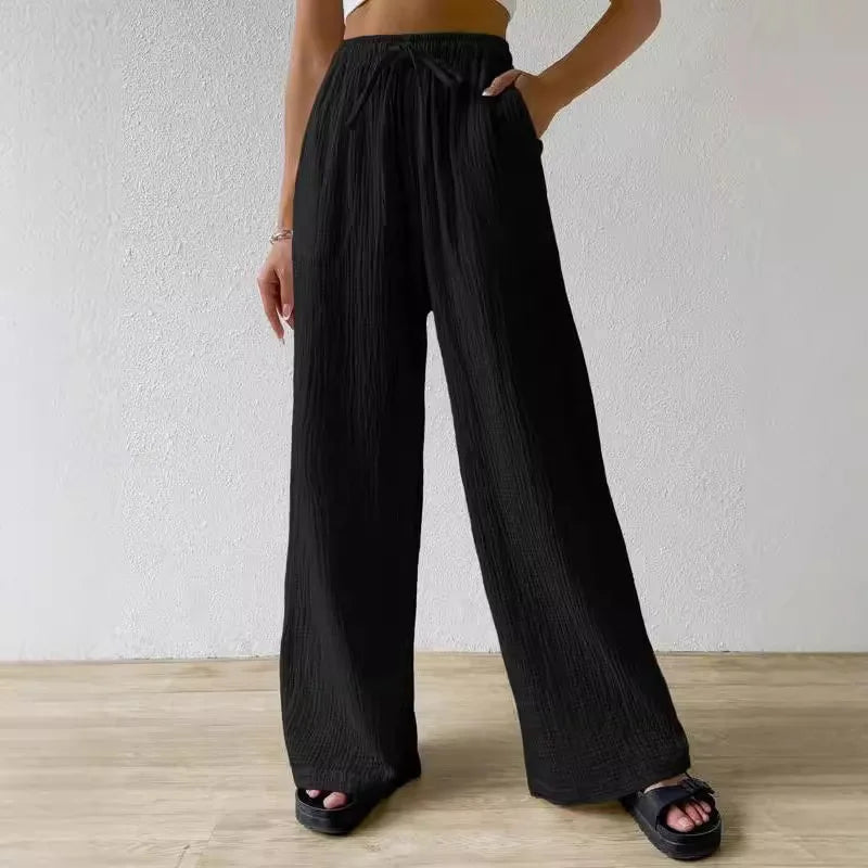 Elastic Pocket Wide-leg Trousers