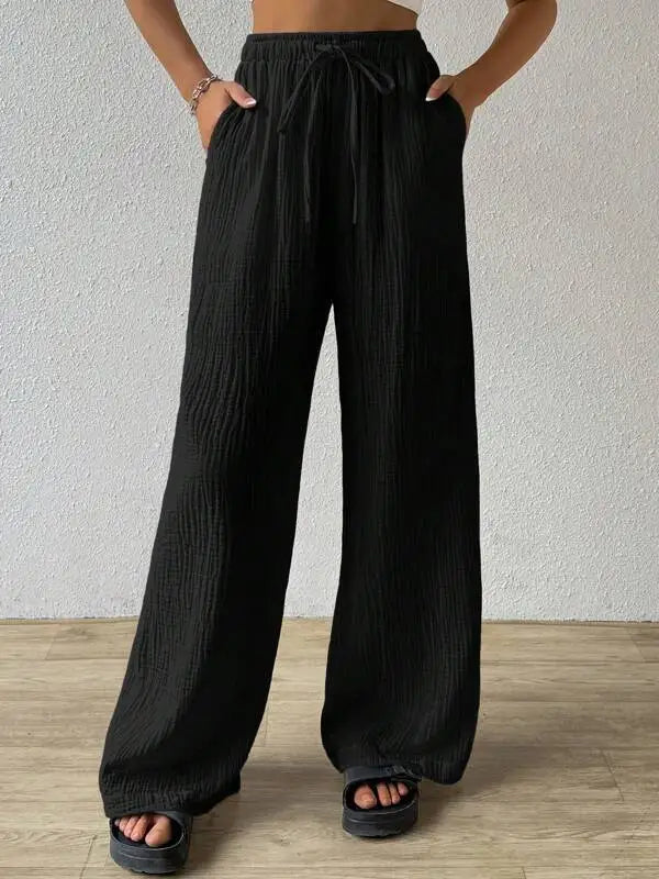 Elastic Pocket Wide-leg Trousers