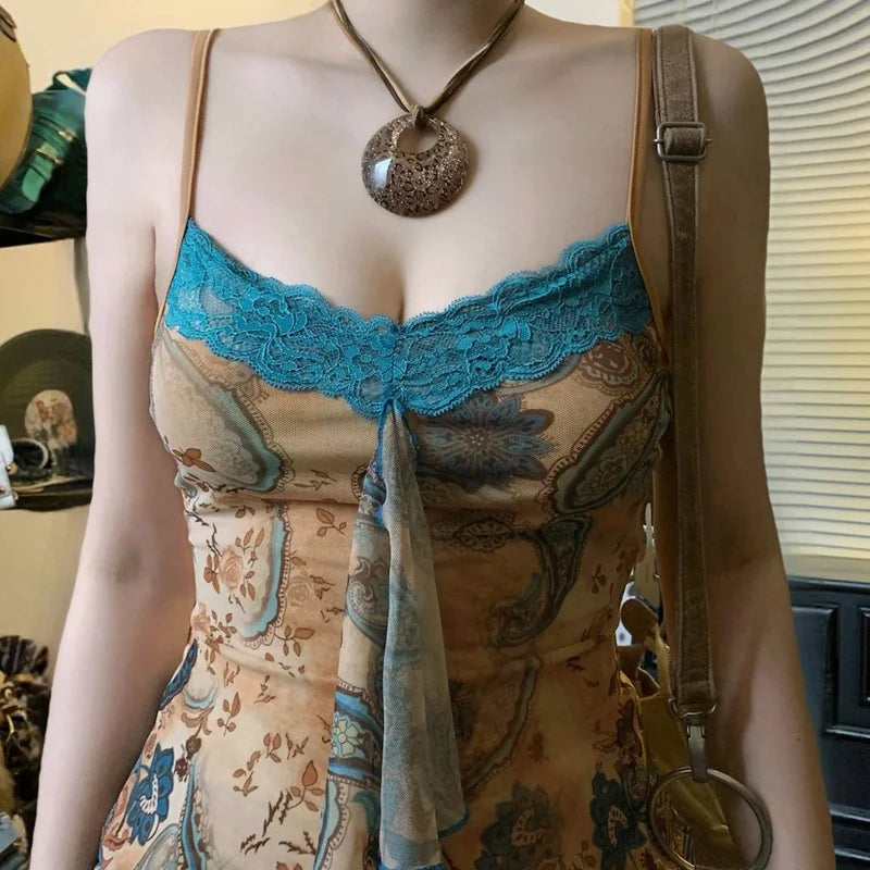 Slim Backless Lace Patchwork