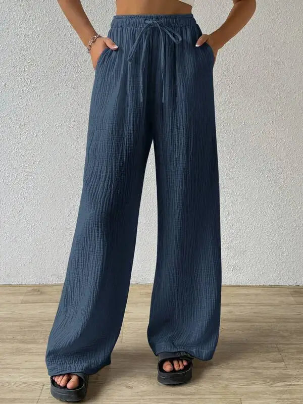 Elastic Pocket Wide-leg Trousers