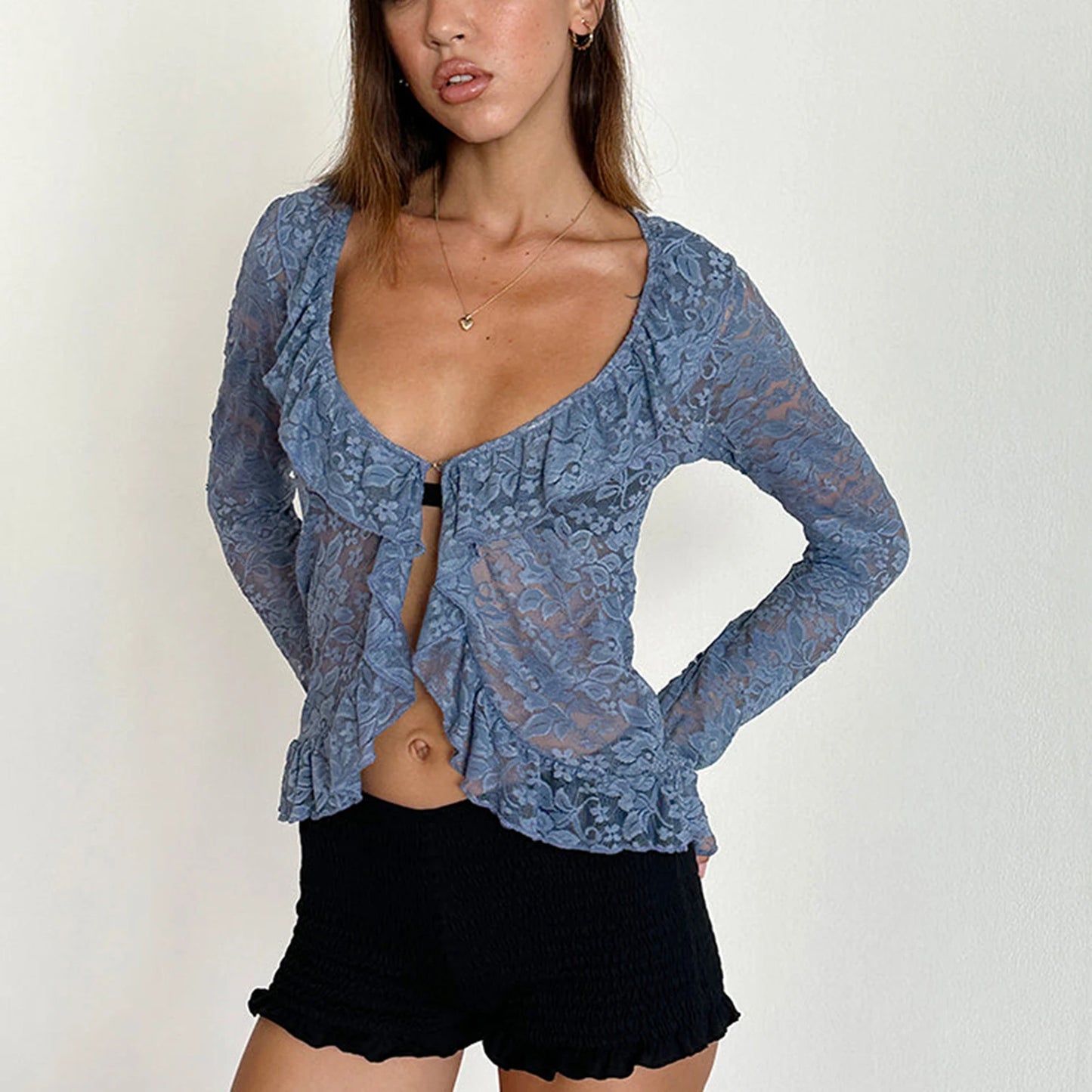 Sweet sheer lace cardigan top