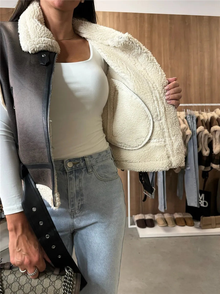 Sleeveless Faux leather Vest