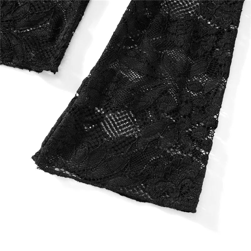 Cut Floral Lace Slim Fit Shirt