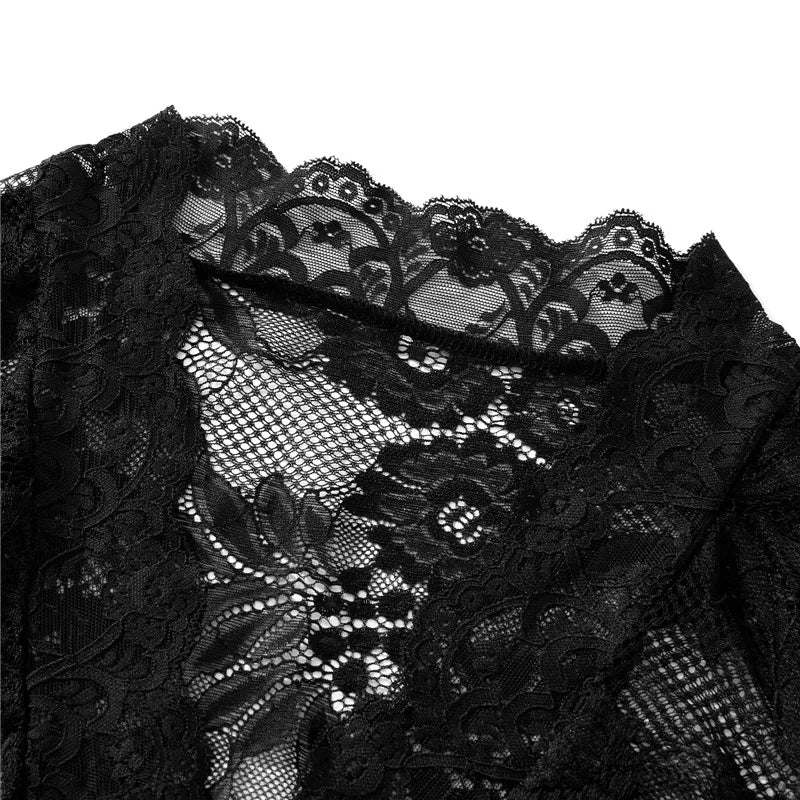 Cut Floral Lace Slim Fit Shirt