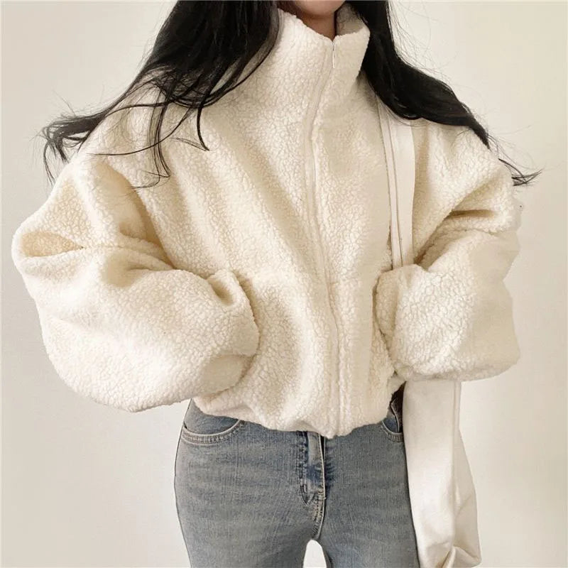 Lamb Wool Zipper Coat