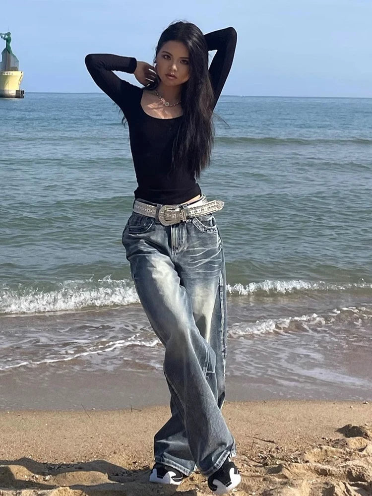 Versatile Loose Straight Denim Pants