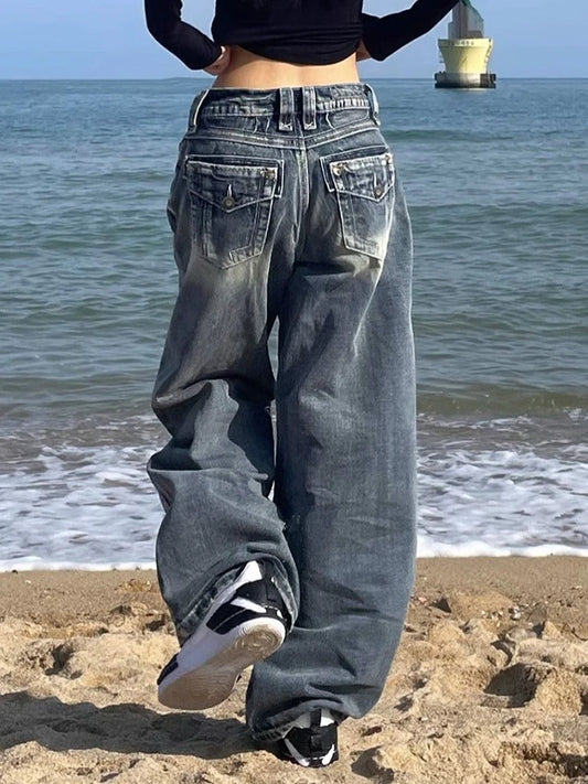 Versatile Loose Straight Denim Pants