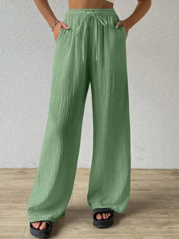 Elastic Pocket Wide-leg Trousers