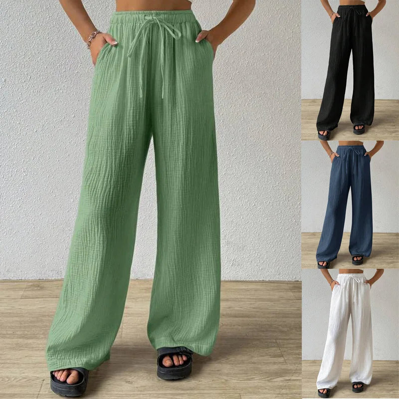 Elastic Pocket Wide-leg Trousers
