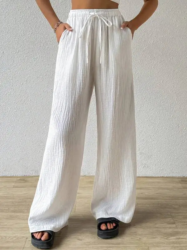 Elastic Pocket Wide-leg Trousers